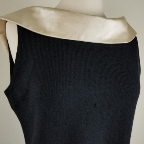 St. John Sailor Cream Silk Collar Knit Top - Picture 3 of 6